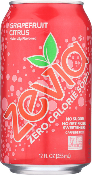 Zevia: Zero Calorie Soda Grapefruit Citrus 6-12 Fl Oz, 72 Fl Oz