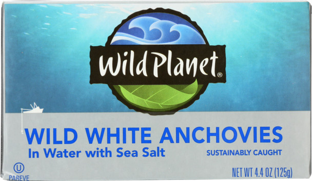 Wild Planet: Wild White Anchovies In Water With Sea Salt, 4.4 Oz