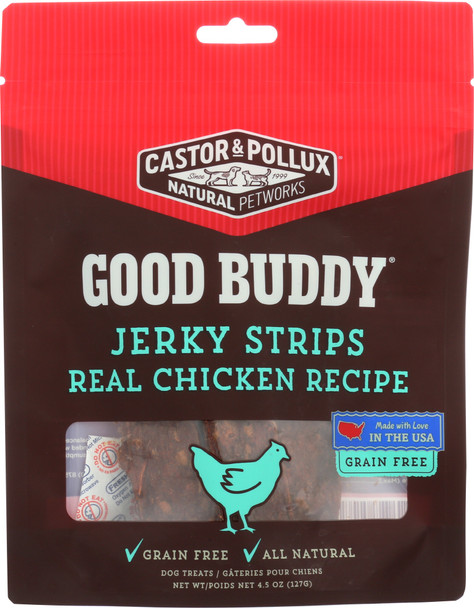 Castor & Pollux: Dog Treat Good Buddy Jerky Strip Chicken, 4.5 Oz