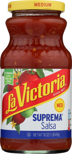 La Victoria: Salsa Suprema Medium, 16 Oz