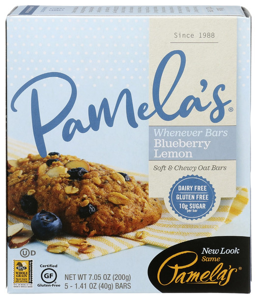 Pamelas: Blueberry Lemon Whenever Bars 5pack, 7.05 Oz