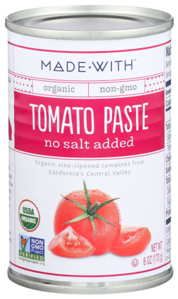 Made With: Organic Tomato Paste No Salt Added, 6 Oz