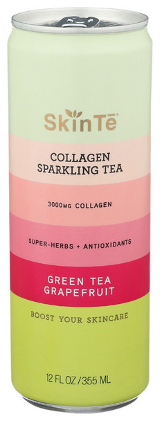 Skinte: Collagen Sparkling Tea Green Tea Grapefruit, 12 Fo