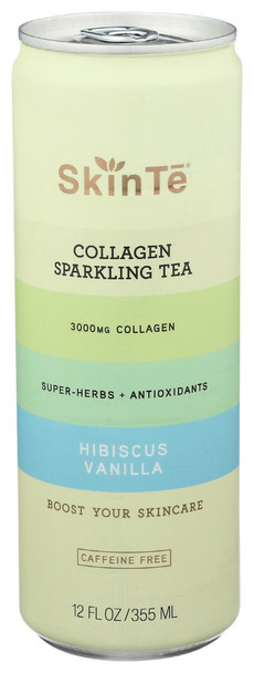 Skinte: Collagen Sparkling Tea Hibiscus Vanilla, 12 Fo