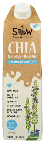 Sow: Chia Beverage Unsweetened Original, 32 Fo