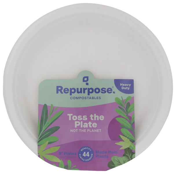 Repurpose: Bagasse Dinner Plates 9 Inches, 44 Pc