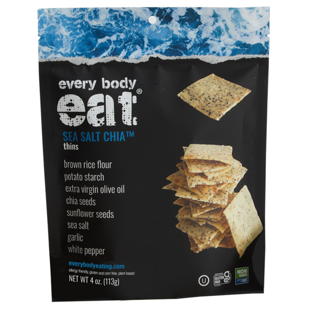 Every Body Eat: Thins Sea Salt Chia, 4 Oz