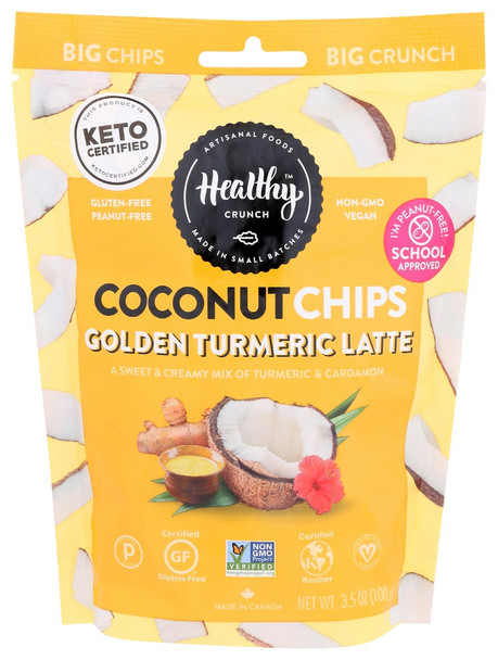 Healthy Crunch: Golden Turmeric Latte Coconut Chip, 3.5 Oz