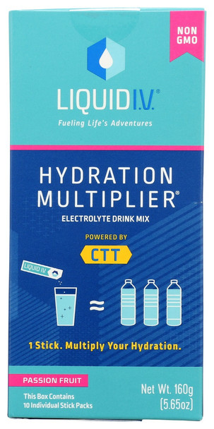 Liquid Iv: Hydration Multiplier Passion Fruit Electrolyte Drink Mix 10 Count Sticks, 5.65 Oz