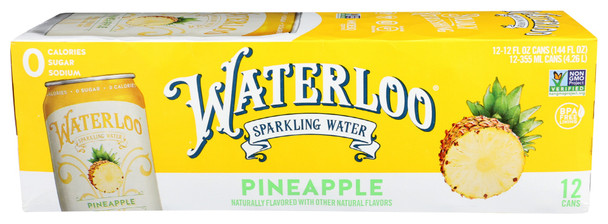 Waterloo Sparkling Water: Water Sprkl Pnapple 12pk, 144 Fo