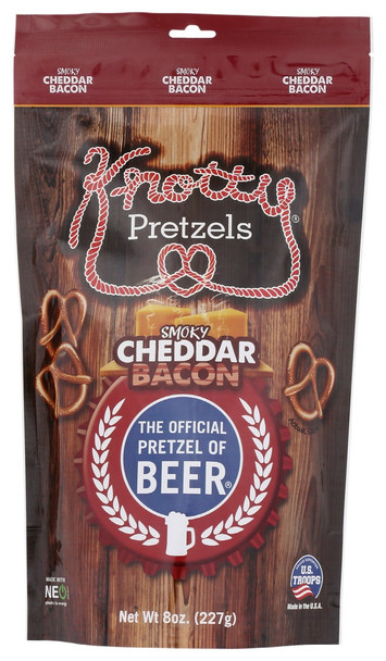 Knotty Pretzels: Smoky Cheddar Bacon Pretzels, 8 Oz