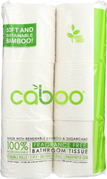 Caboo: 2-ply Bathroom Tissue 300 Sheets, 12 Rolls