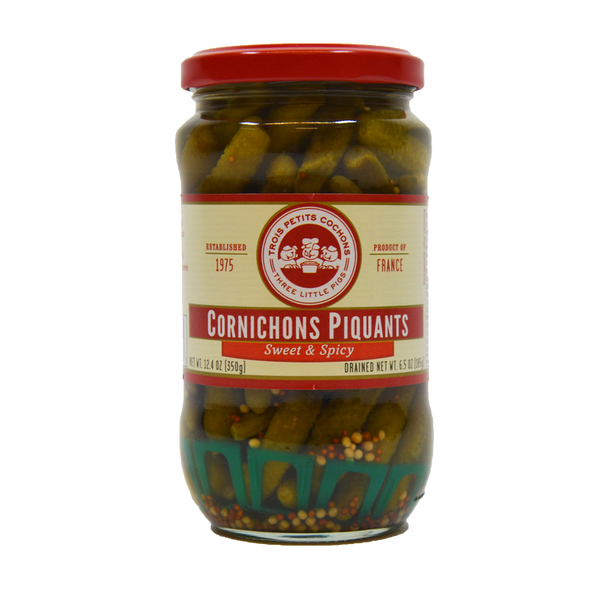 Les Trios Petits: Gherkins Sweet And Spicy Baby, 12.4 Oz