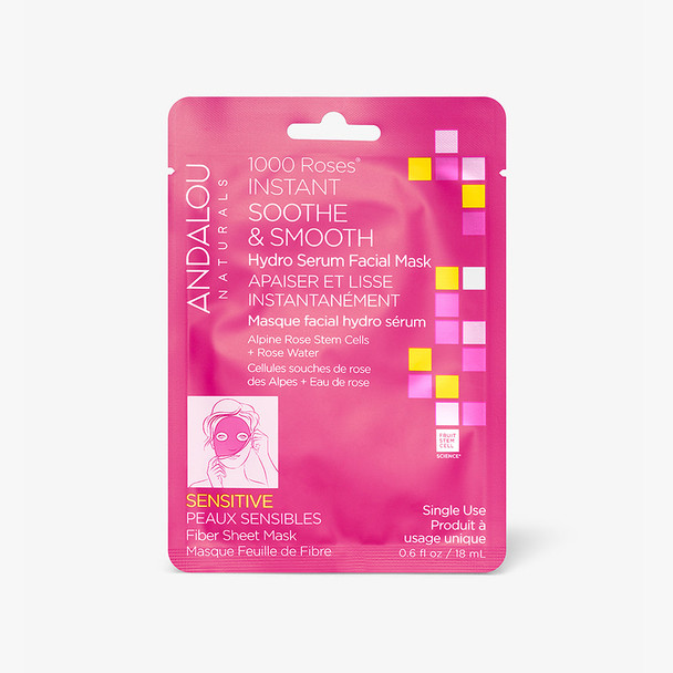 Andalou: 1000 Roses Instant Soothe & Smooth Sheet Mask, 0.6 Fo