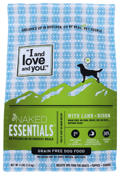 I&love&you: Naked Essentials Kibble Lamb & Bison Dog Food, 4 Lb