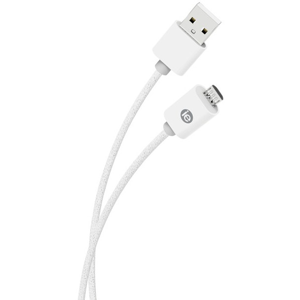 Charge & Sync Braided Micro USB to USB Cable, 6ft (White)