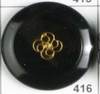 Black with Gold Flourish ABS Enameled XL Button db-0416