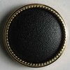 Round Black with Gold Border ABS/Polyamide Lg Button DB-0497