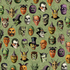 Pure Cotton Print - Creepy Face Allover - Sage 209924LH