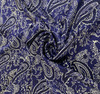 Printed Silk Charmeuse - Paisley Vine White Black on Blue 208542AC