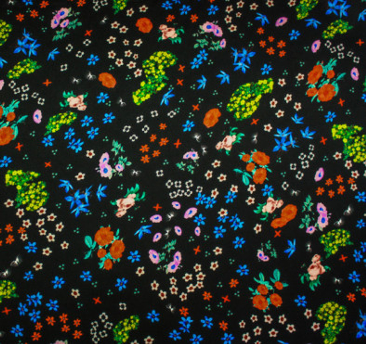 NEW! 100% Silk Charmeuse Inspired Fabric Multi Color Floral By The Yard