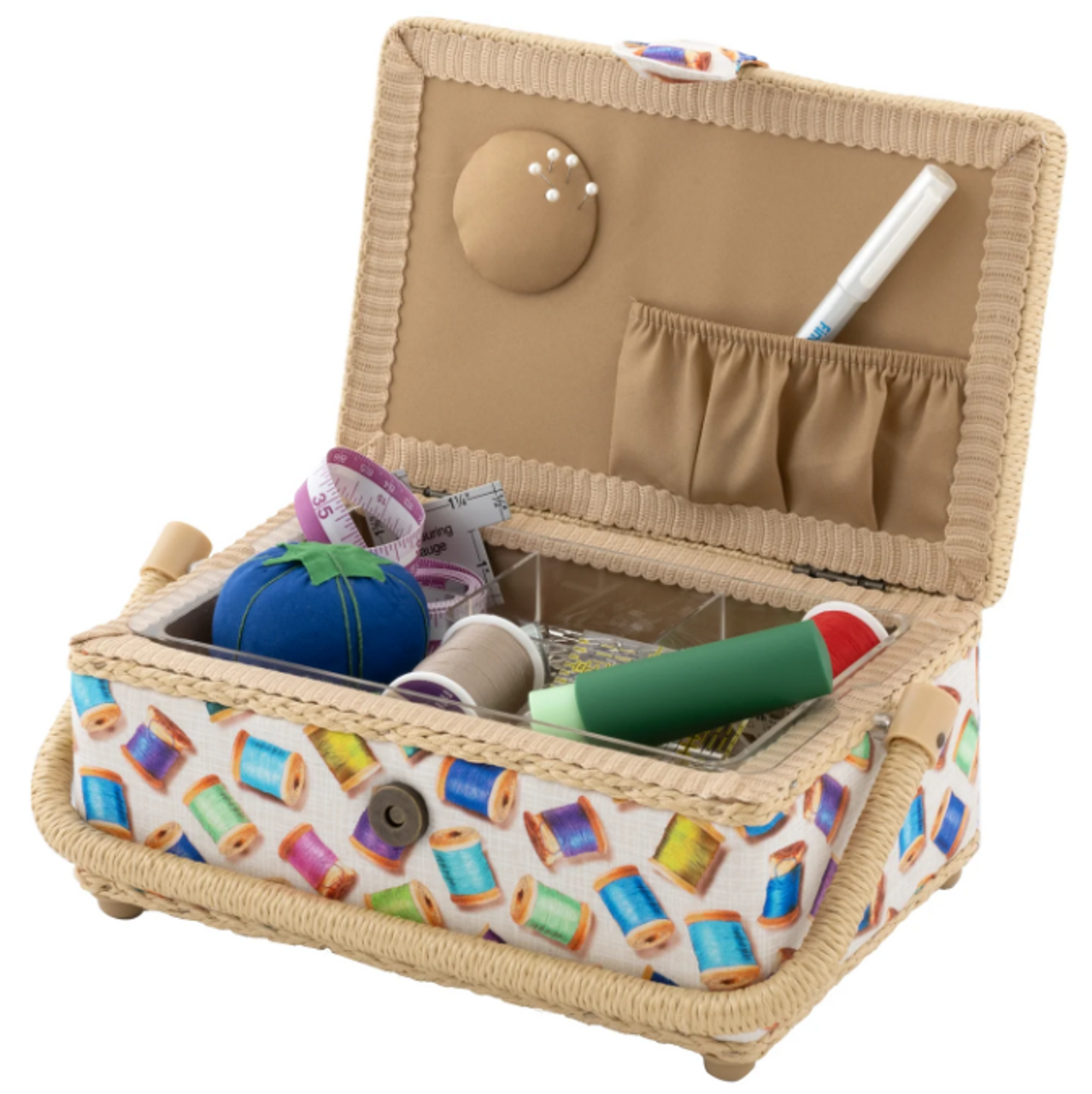 D&D Sewing Basket Kit - Sewing Basket Organizer for Needles, Thread, Tape  Measure, Thimbles and Other Sewing Supplies Storage
