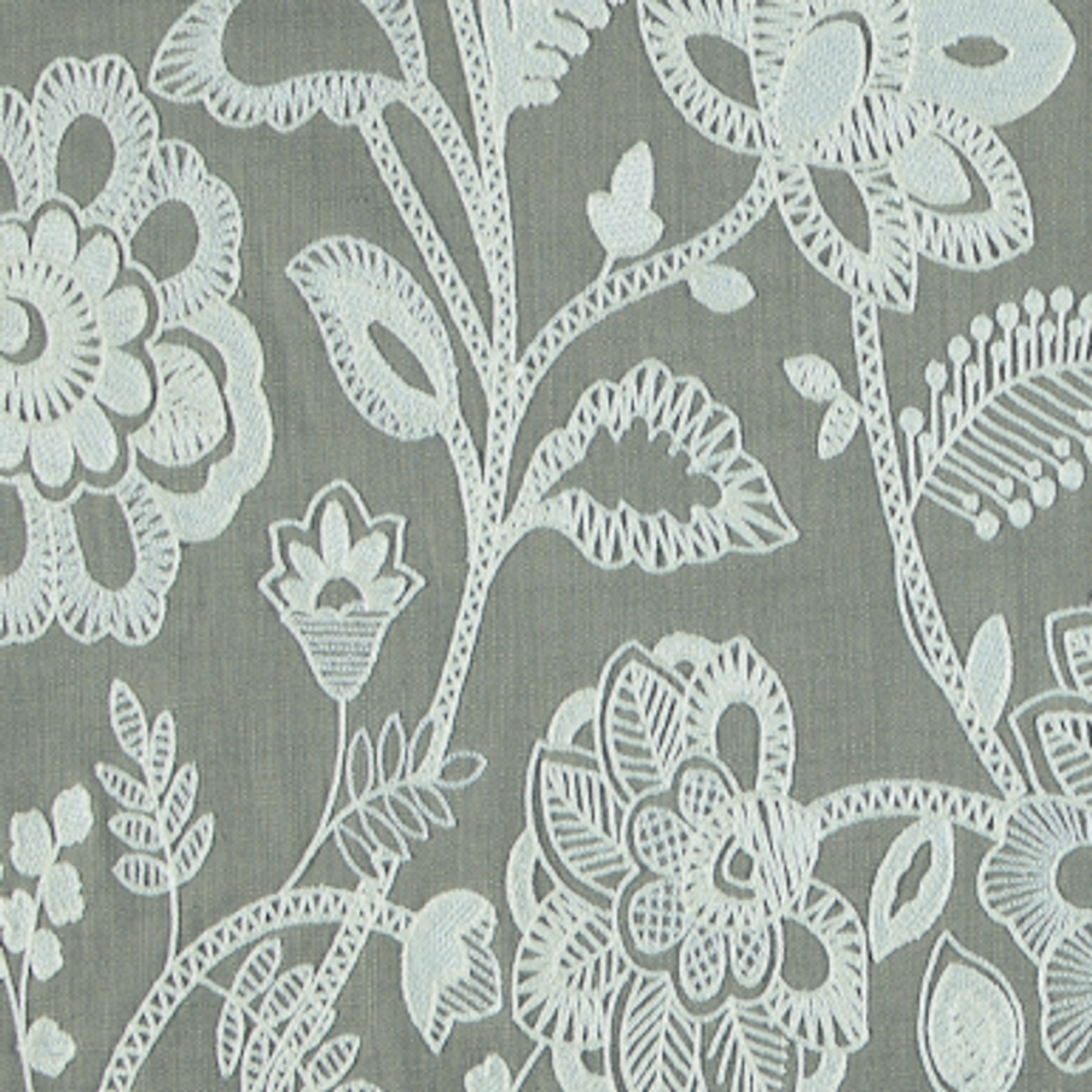 Blush Beige and Gray Floral Embroidery Upholstery Fabric by the