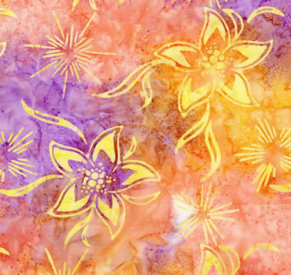 Tonga Java Batiks - Tropical Flowers & Star Bursts Sunset 182152FH