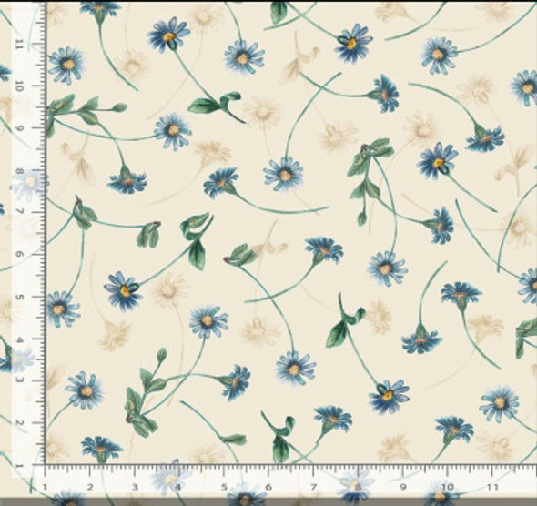 Fleur Collection - Small Falling Vintage Flowers Blue 209925CB