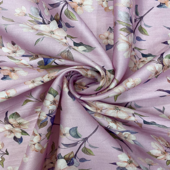 Cotton Lawn Print - Pink Floral in Lavender 192554AQ