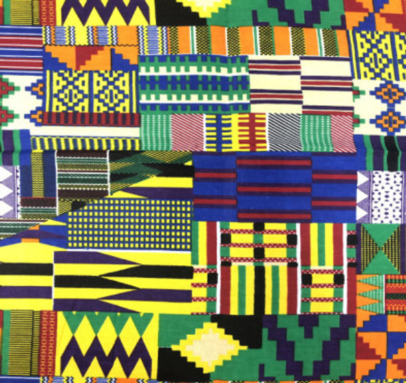 Bright Colors Diamond Blocks Cotton Kente Cloth African Print - Prints -  Cotton - Fashion Fabrics