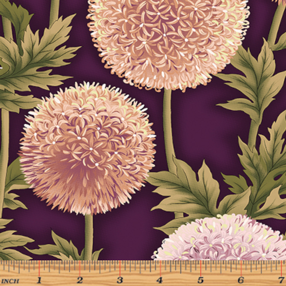 Flower Festival - Globe Thistles Aubergine Plum 209925BG