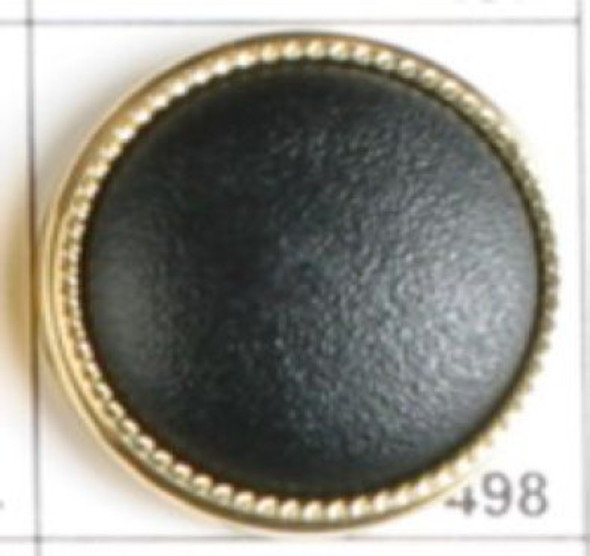 Round Black with Gold Border ABS/Polyamide Lg Button DB-0497