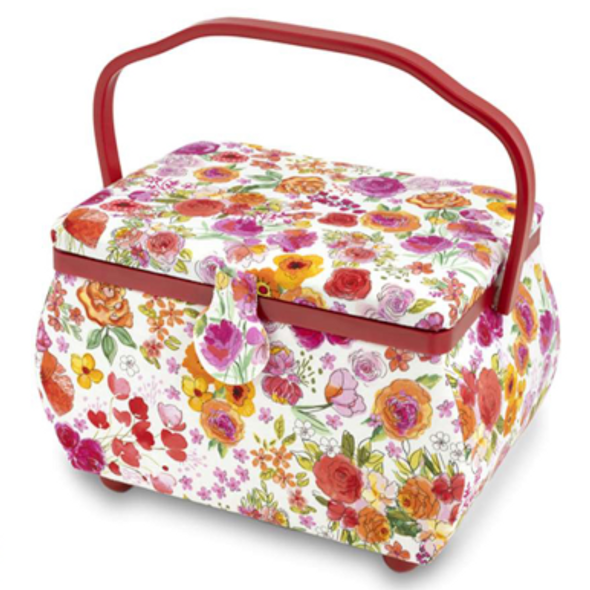 Bagima Sewing Box Sewing Baskets for Adults 36×26×17 Fabric Floral Printed  Sewing Basket Craft Box Household sundry Storage Organizer with Handle