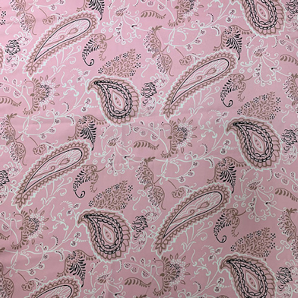 Printed Silk Charmeuse - Paisley Vine Black and Beige on Pink 208542BP