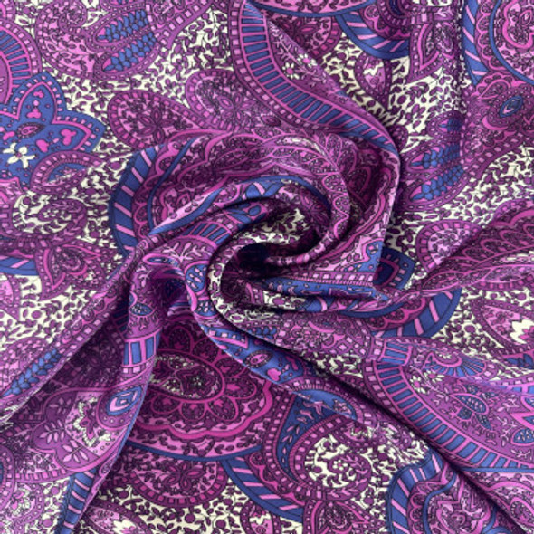 Printed Silk Charmeuse - Purple Haze Paisley-Magenta 208542ZA