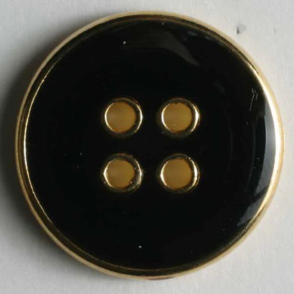 Antique Black and Gold Classic 4 Hole Enameled 34L Button DB-0560