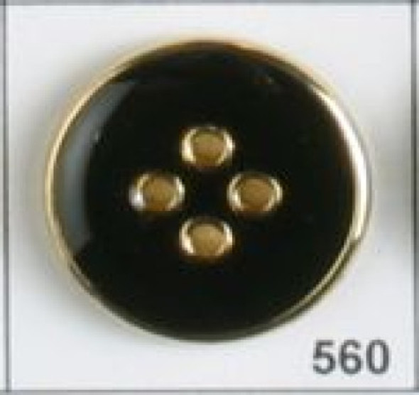 Antique Black and Gold Classic 4 Hole Enameled 34L Button DB-0560