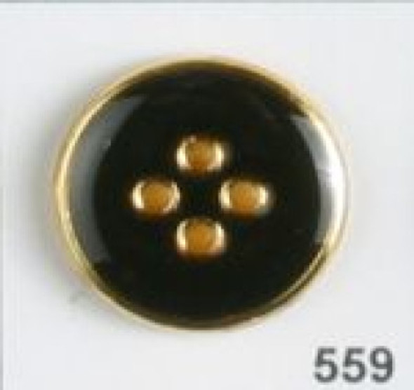 Antique Black and Gold Classic 4 Hole Enameled 30L Button db-559