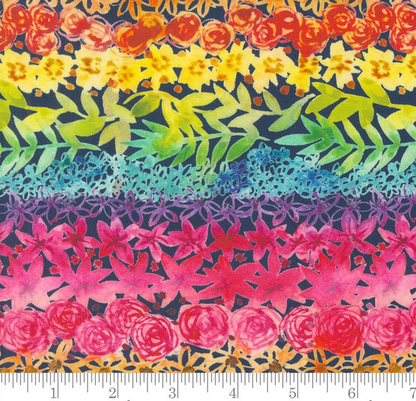 Pure Cotton Print - Flower Patches - Midnight Rainbow 218682BA