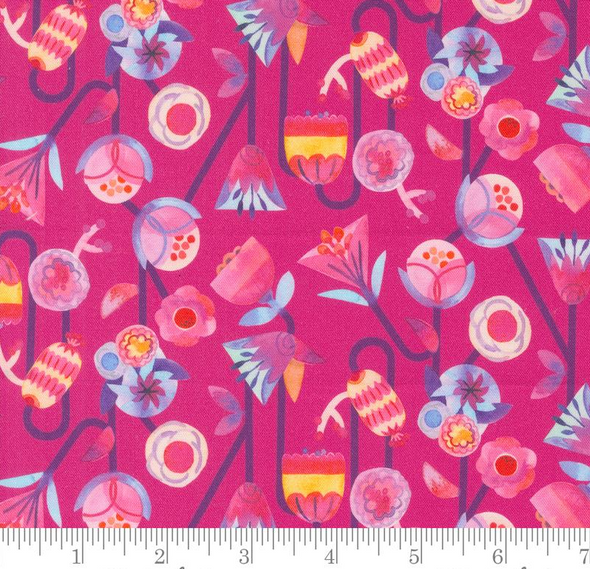 Pure Cotton Print - Flower Patches - Raspberry 218682BH