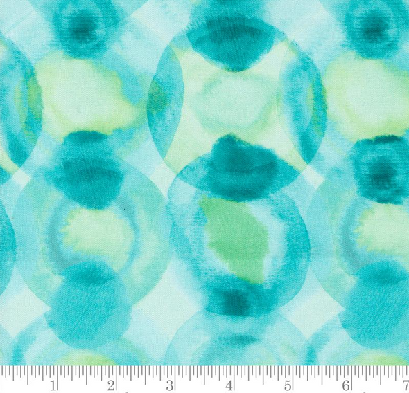 Pure Cotton Print - Flower Patches - Robins Egg Neon Orbs 218682BR