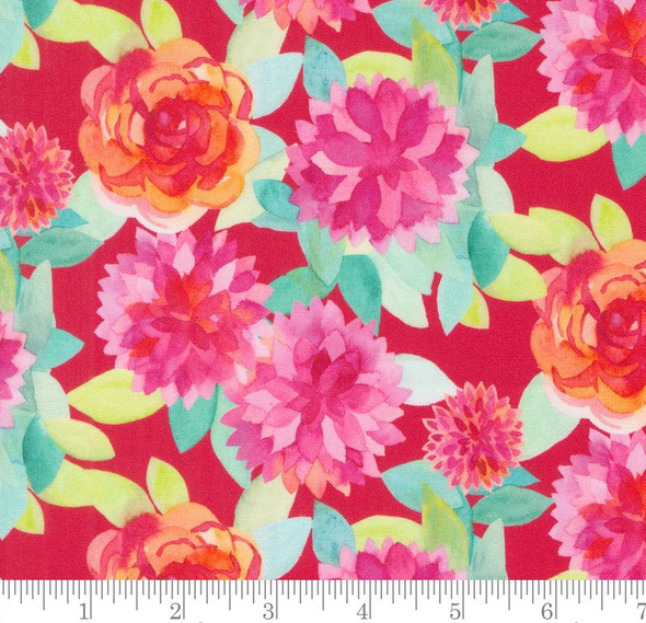 Pure Cotton Print - Flower Patches - Ruby 218682BU