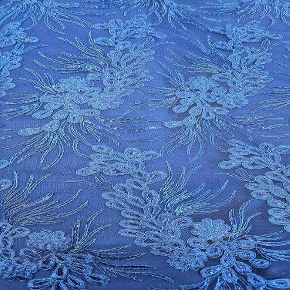 Evening Wear CLEARANCE - Blue with Blue Metallic Mesh 242203AH, Blue Background