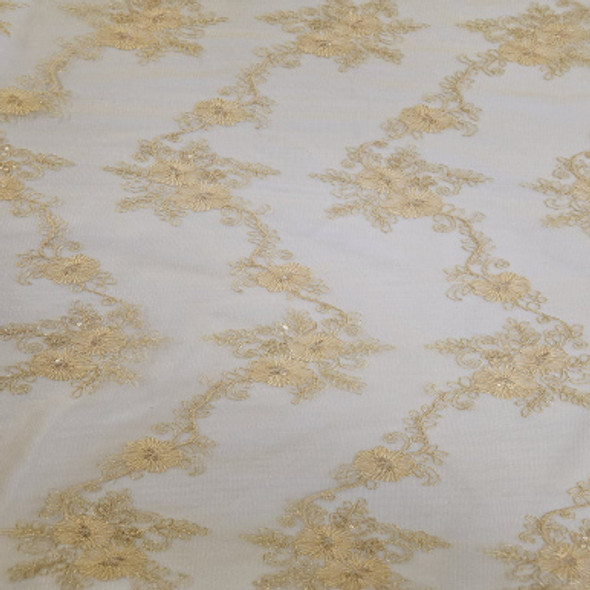 Evening Wear CLEARANCE - Yellow with Gold Metallic Mesh AC 242203AC. White background