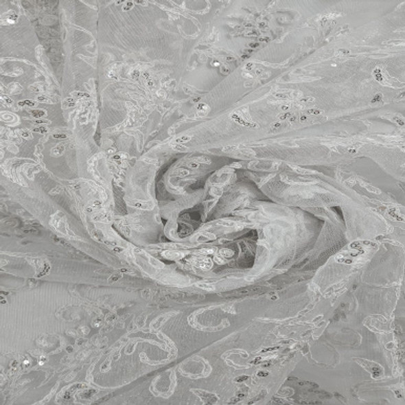 Embroidered Tulle White A 227613A