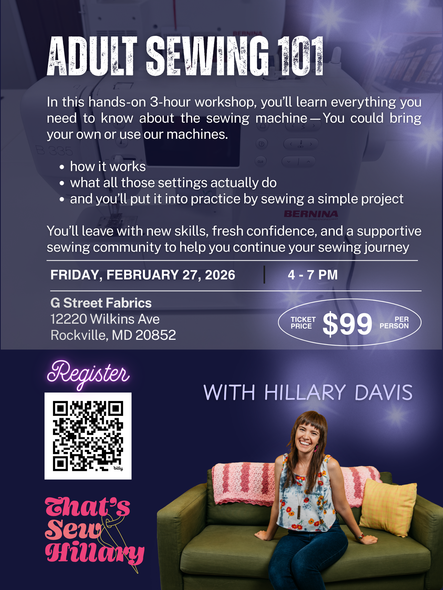 Adult Sewing 101 Workshop  - Hillary Davis  – Hands-On Event