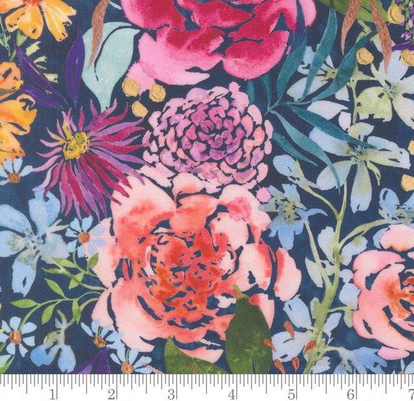 Soulstice Navy - Midsummer Bloom Large Floral Watercolor 223707FM