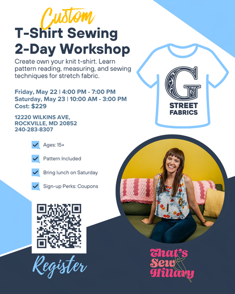 T-Shirt  Sewing 2-Day Workshop with Hillary - May 22 -23, 2026