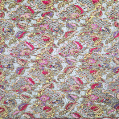 French Leavers Lace - Mink | G Street Fabrics